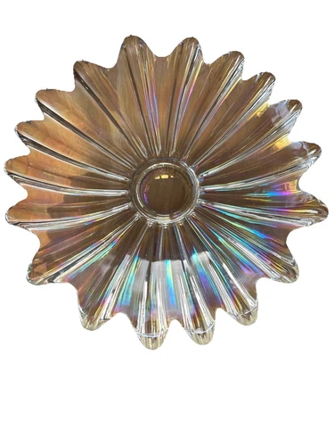 Vintage Starburst Carnival Glass Celestial Iridescent 11" Glass Bowl