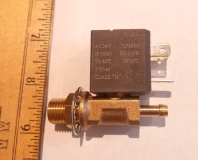 24V solenoid valve 1/4'' NPT bulkhead x 6.5mm barb, brass, for welder