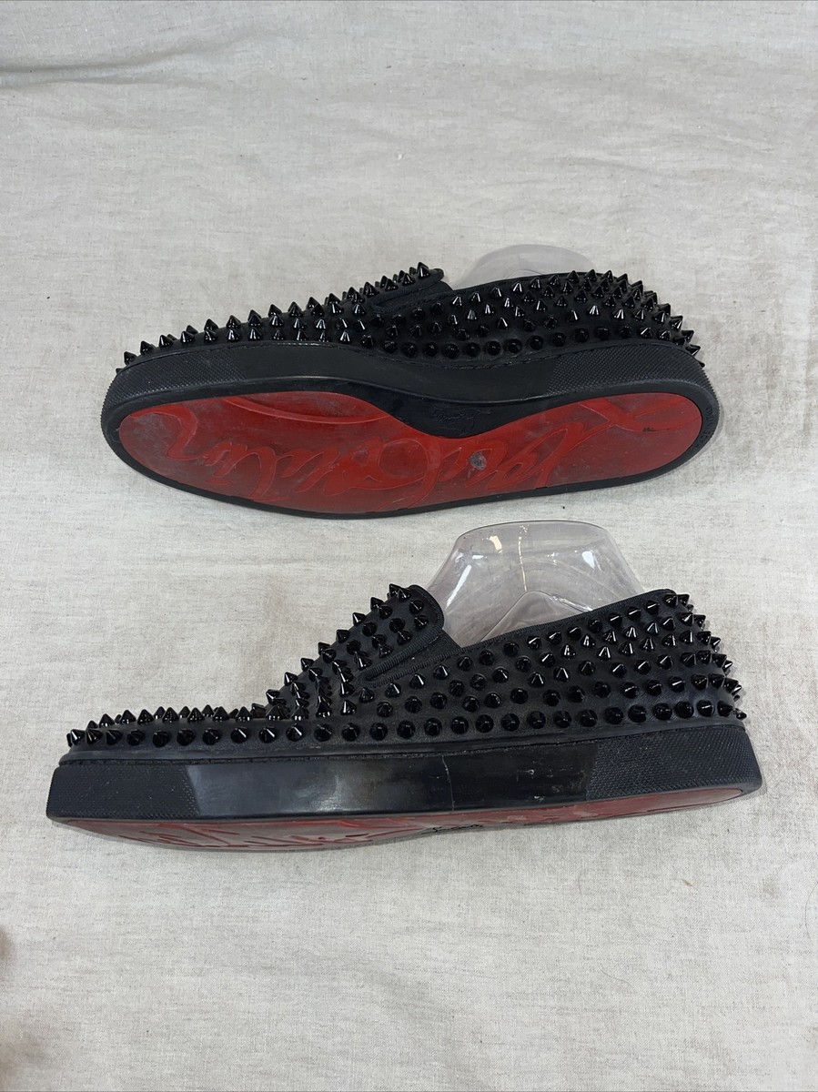 CHRISTIAN LOUBOUTIN Black Roller Boat Spiked Slip On