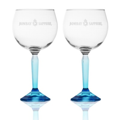 2 Stück Original Bombay Saphire Glas Ballonglas mit Logo transparent
