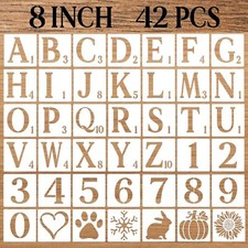 8 Inch Letter Stencils Numbers Craft Stencils 42 Pcs Reusable Plastic Alphabe...