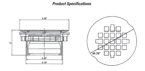 ProFlo 4-1/4" Brass Snap-in Shower Drain PF140NC SS Grate for 2" SCH40DWV Pipe - Picture 5 of 5