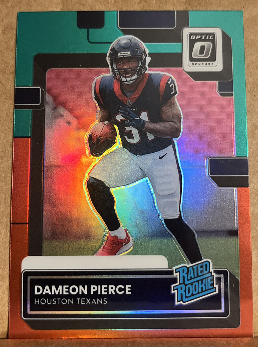 Dameon Pierce 2022 Donruss Red & Green Rated Rookie Optic Preview #P-340 Texans