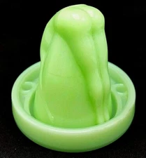 McKee Jadeite Bottoms Up Shot Glass Cup UV Shine 77725 W/Jadeite Coaster