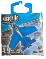 Kites 4.9 Inch Microkite Blue Fighterjet Mini Mylar Kite Toy New In Package