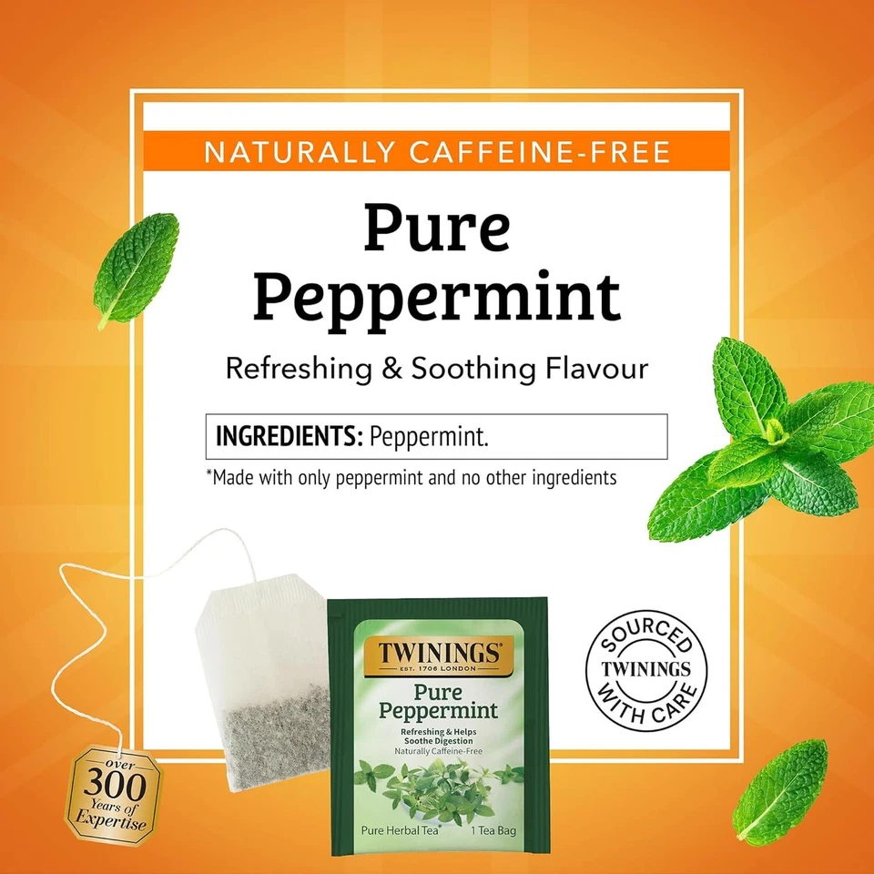 Twinings of London Pure Peppermint Herbal Tea Bags, 50 Count,3.53 oz (pack of 6) - Image 4 of 4