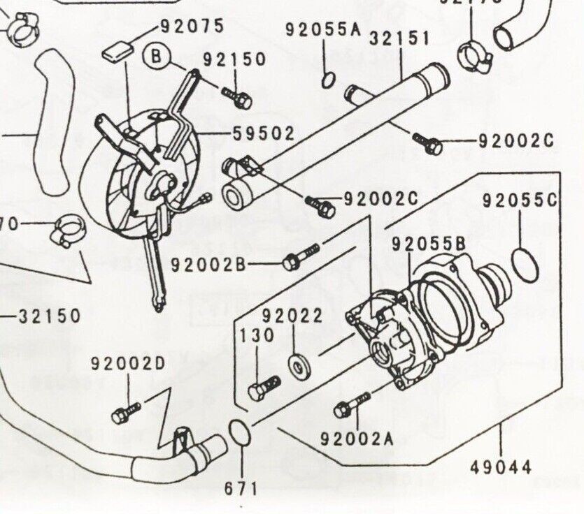 KAWASAKI GENUINE ZX1000 ZX 10 Water Pump OEM Parts 49044 - 1080
