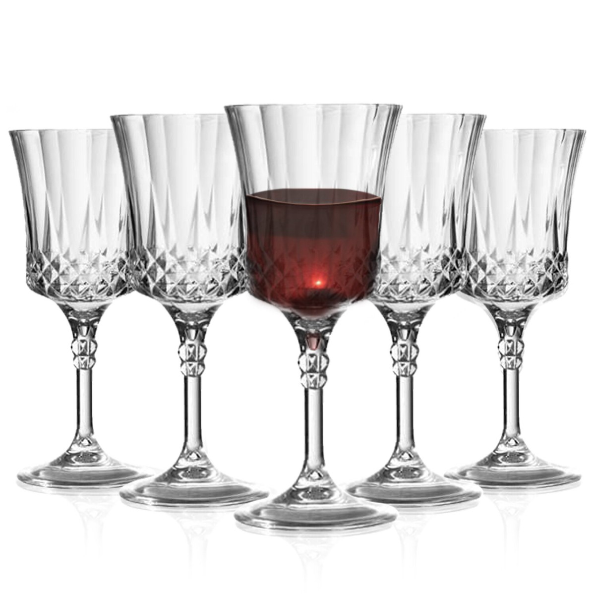 11 oz. Crystal Cut Plastic Wine Goblets Fancy Wedding Party Wine Glasses  48pcs