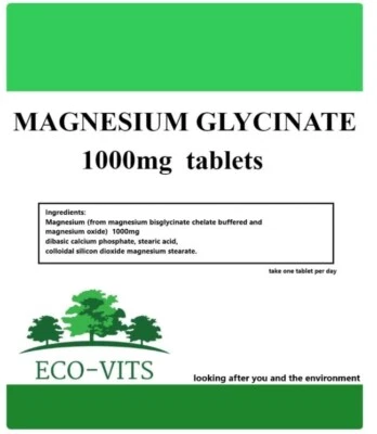 ECOVITS Magnesium Glycinate 1000mg Tablets – Muscle & Nerve Support, Relaxation Formula
