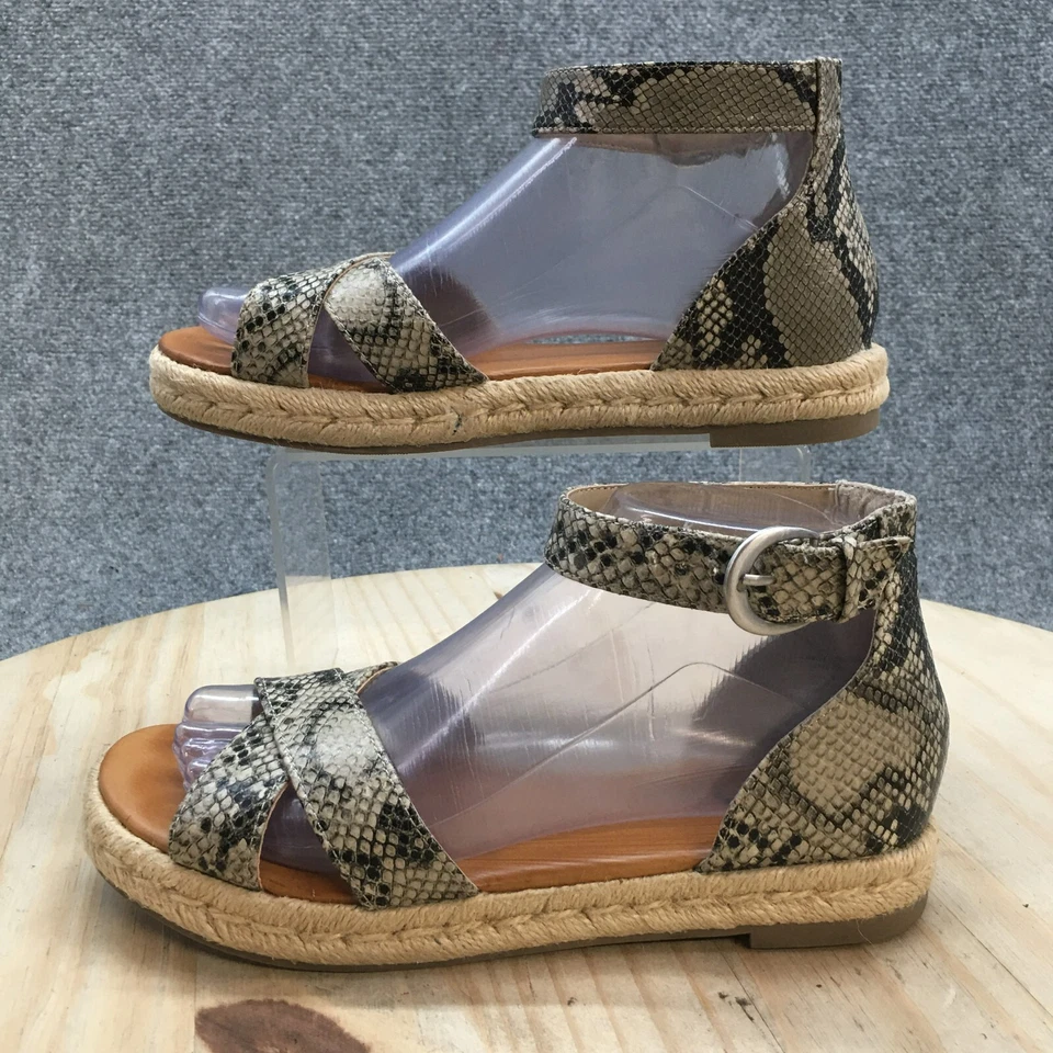 Sandalias ANA Mujer 6.5 M Blaze Correa al Tobillo Alpargata Marrón Hebilla Informal Abierta Foto 2 de 4