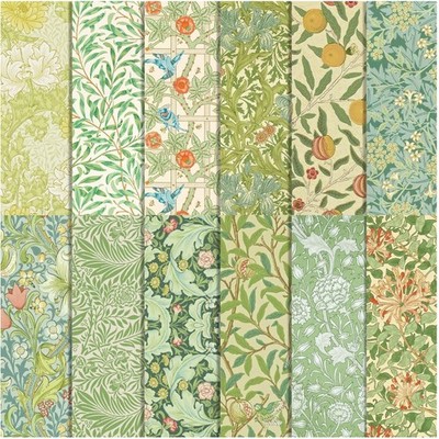Scrapbook Papier, William Morris Vintage Design, 24 Blatt, 30x30cm, doppelsei...