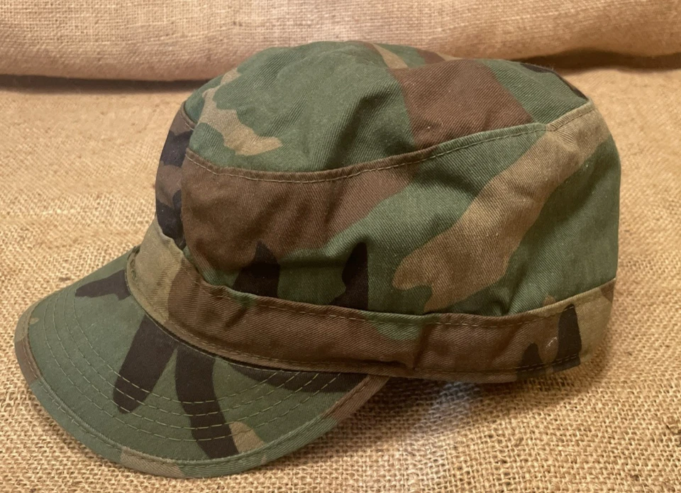 VTG Military Woodland Camo Cap Hat With Ear Neck Flaps Size 7 1/4 USA Made - Image 2 of 4