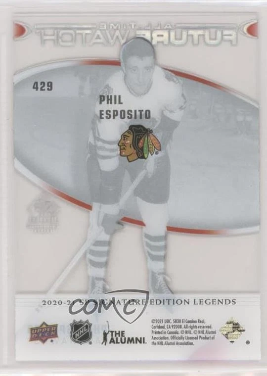 2020-21 SP Signature Edition Legends All-Time Future Watch Acetate Phil Esposito - Image 2 of 2