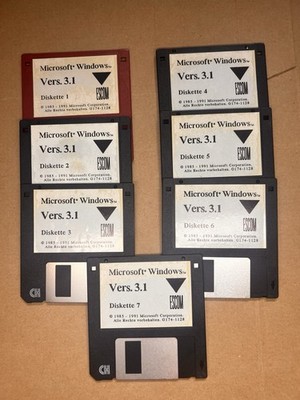 MS Windows 3.1 ESCOM OEM Version 7x 3,5'' Disketten Set Vintage Retro selten