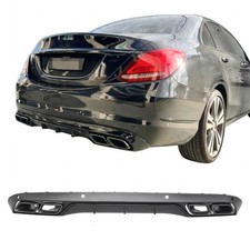 Passt f&uuml;r Mercedes-Benz C W205 S205 Heckdiffusor Glanz Schwarz Endrohr Diffusor