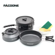 Camping Cookware Set Portable Cookware Kit Outdoor Pot Cooking Water Kettle Pan 