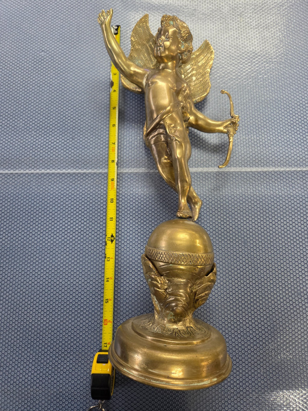 Vintage Brass / Bronze Cupid Cherub Statue Figurine 17” Valentines GORGEOUS