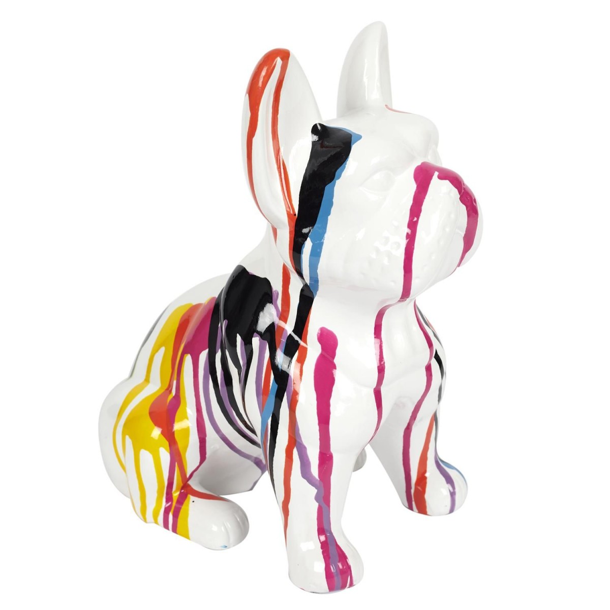 Statuette de bulldog multicolore 30cm en résine effet coulant
