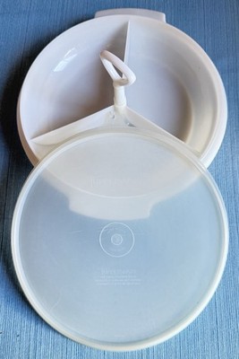 Vintage Tupperware 3 Section Serving Tray w/ Lid Divided Server USA White