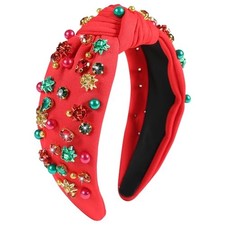 Christmas Knotted Headbands for Women Girls Holiday Xmas Bow Xmas Bow Red