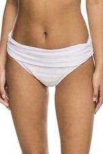 La Blanca Women's Size 12 Shirred Band Hipster Bikini Swimsuit Bottom White NWOT