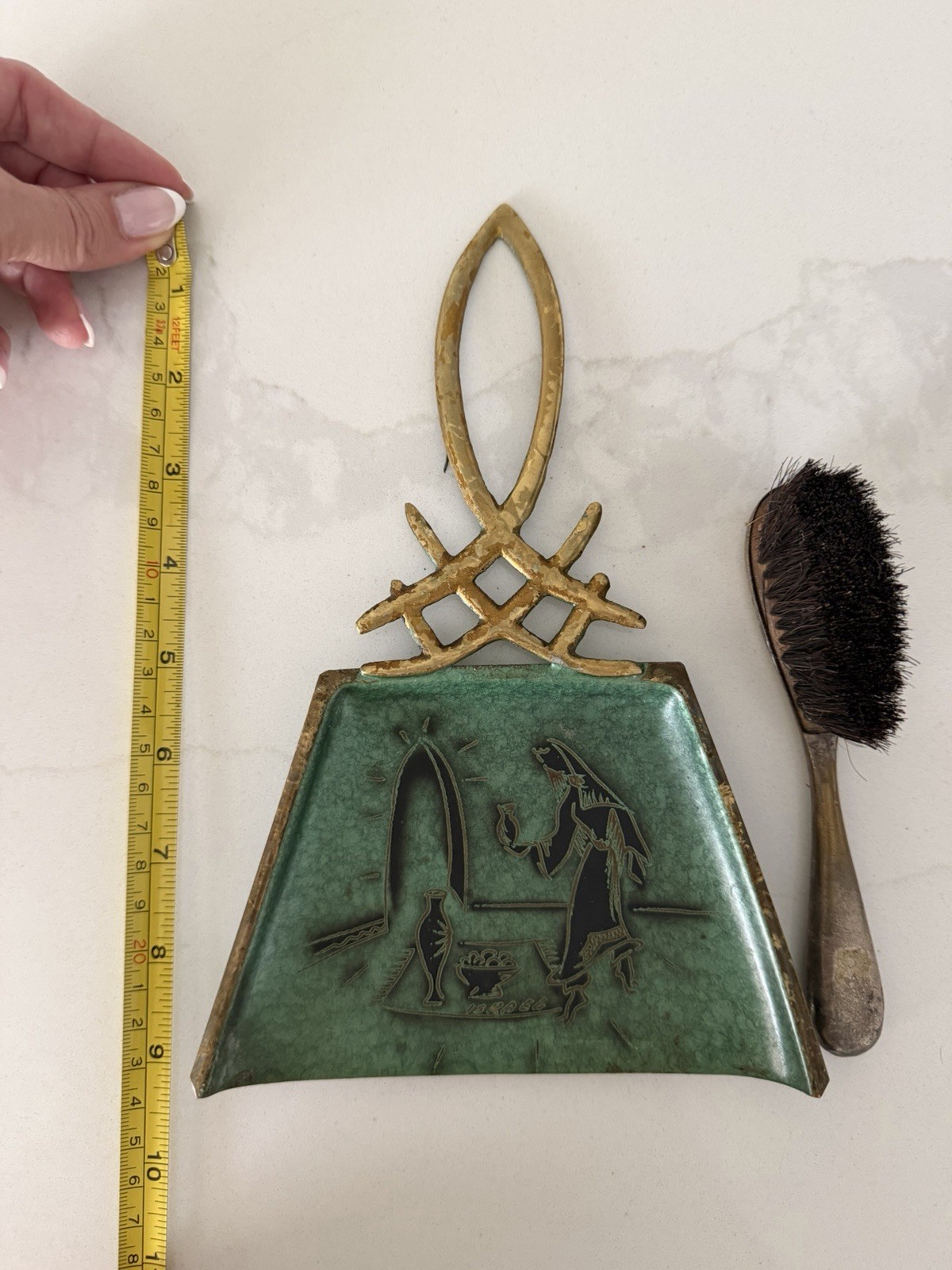 VTG Mid-Century A.N. Oppenheim Enameled Brass Silent Butler Crumb Pan ...