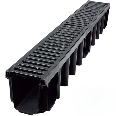 DOMELO Entwässerungsrinne Gussrost 14,8 cm B125 befahrbar 12,5 T Bodenrinne Regenrinn