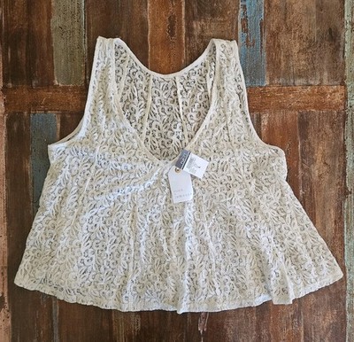 Coco + Jameson Antique White Cottagecore Victorian Lace Boho Top Size Large BNWT