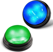 BEAN LIEVE 2-Pack Game Buzzers - Super Bright 4-LEDs, Unique Sounds, Compact Por