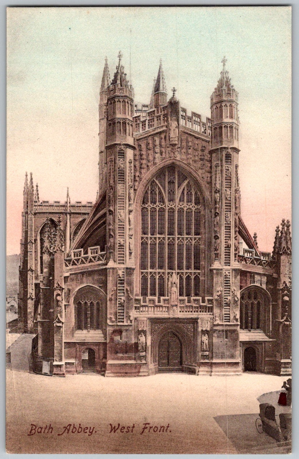 Antique Postcard Abbey West Front Bath, England 1910s
