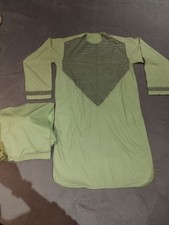 Afghan Mens 2 Pcs Set Dress Salwaar Kameez Clothes Size S  Green Black Eid