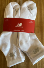 10 Pair Men's New Balance Cushioned Ankle Socks NEW Shoe Size 8-12.5, White