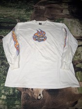 Vintage Harley Davidson Flames Logo Longsleeve T-Shirt 2001 2XL Colboch USA Made
