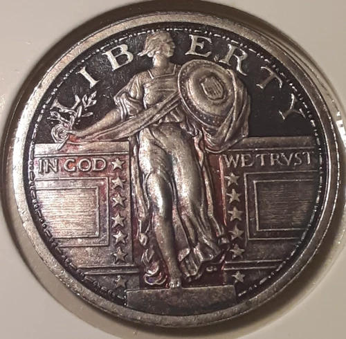 1/4 oz Silver Round - APMEX Standing Liberty style .999 fine rose toning 42A-RBC