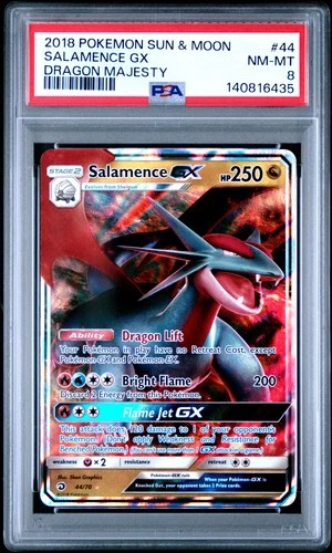 2018 POKEMON SUN & MOON DRAGON MAJESTY #44 SALAMENCE GX PSA 8