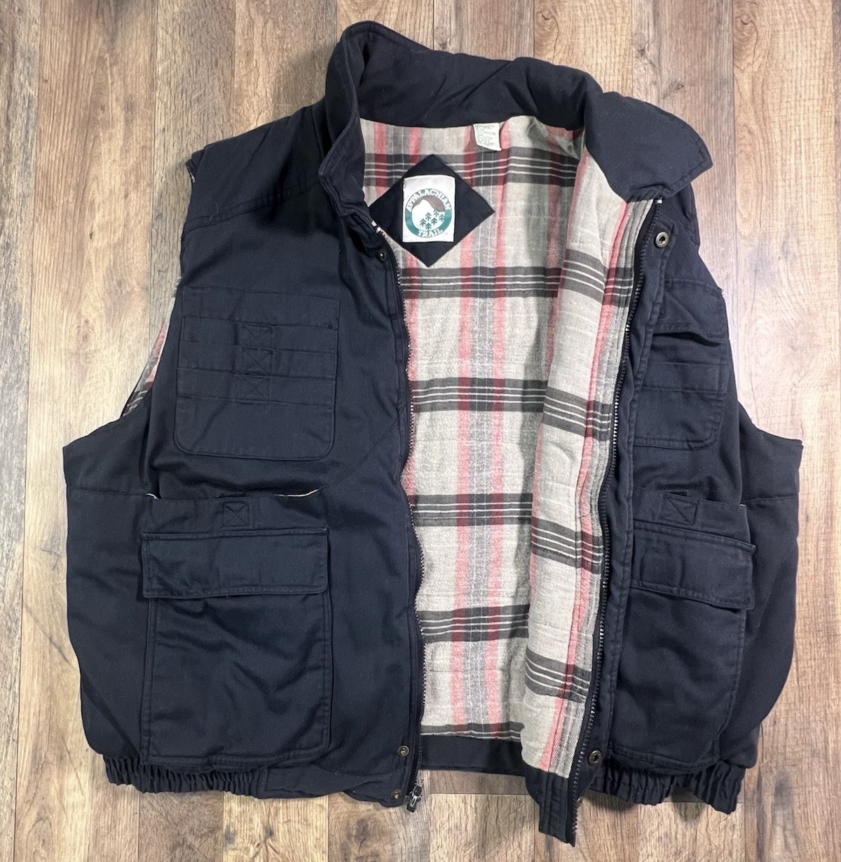 Vintage Appalachian Trail Vest 2XL XXL Insulated Flannel Lined Utility Puffer.
