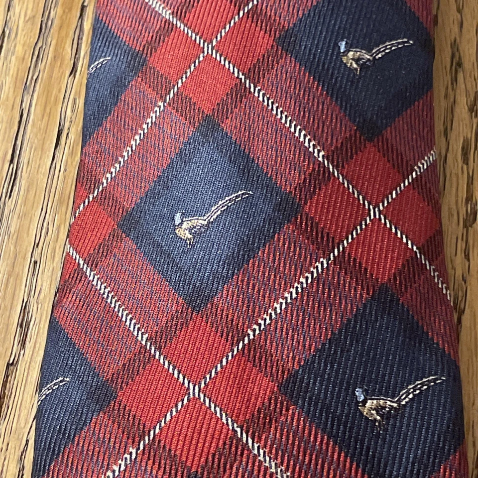 Corbata de seda Robert Talbott de colección usada en excelente estado de su clase EE. UU. cosida a mano Reino Unido Argyle Bird Foto 3 de 4