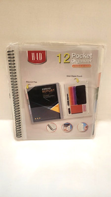 HAD 12-Pocket Spiral Organizer Letter Size 8.5x11 New Sealed Project Folder