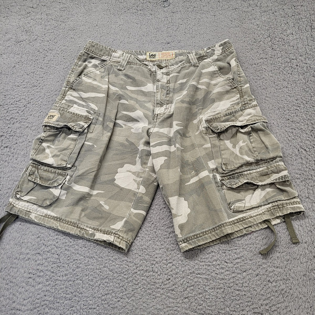 Lee Dungaree Camouflage Cargo Shorts Men's 32 Brown Camo Baggy