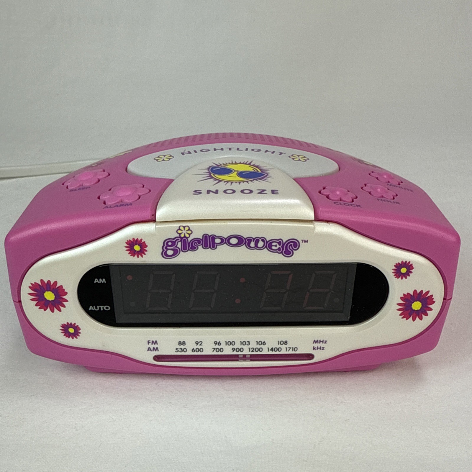 Vintage Y2K Girl Power Pink Alarm Clock Radio With Night Light GirlPower GP808