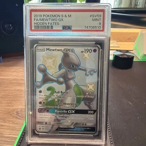 2019 POKEMON SUN & MOON HIDDEN FATES #SV59 FULL ART/MEWTWO GX PSA 9