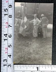 WW2 Military Soldier Holding Checkered Flag Vintage BW Photo Snapshot