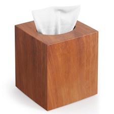 Wooden Tissue Box Cover Square Tissue Holder Cube for Bathroom Vanity Countertop