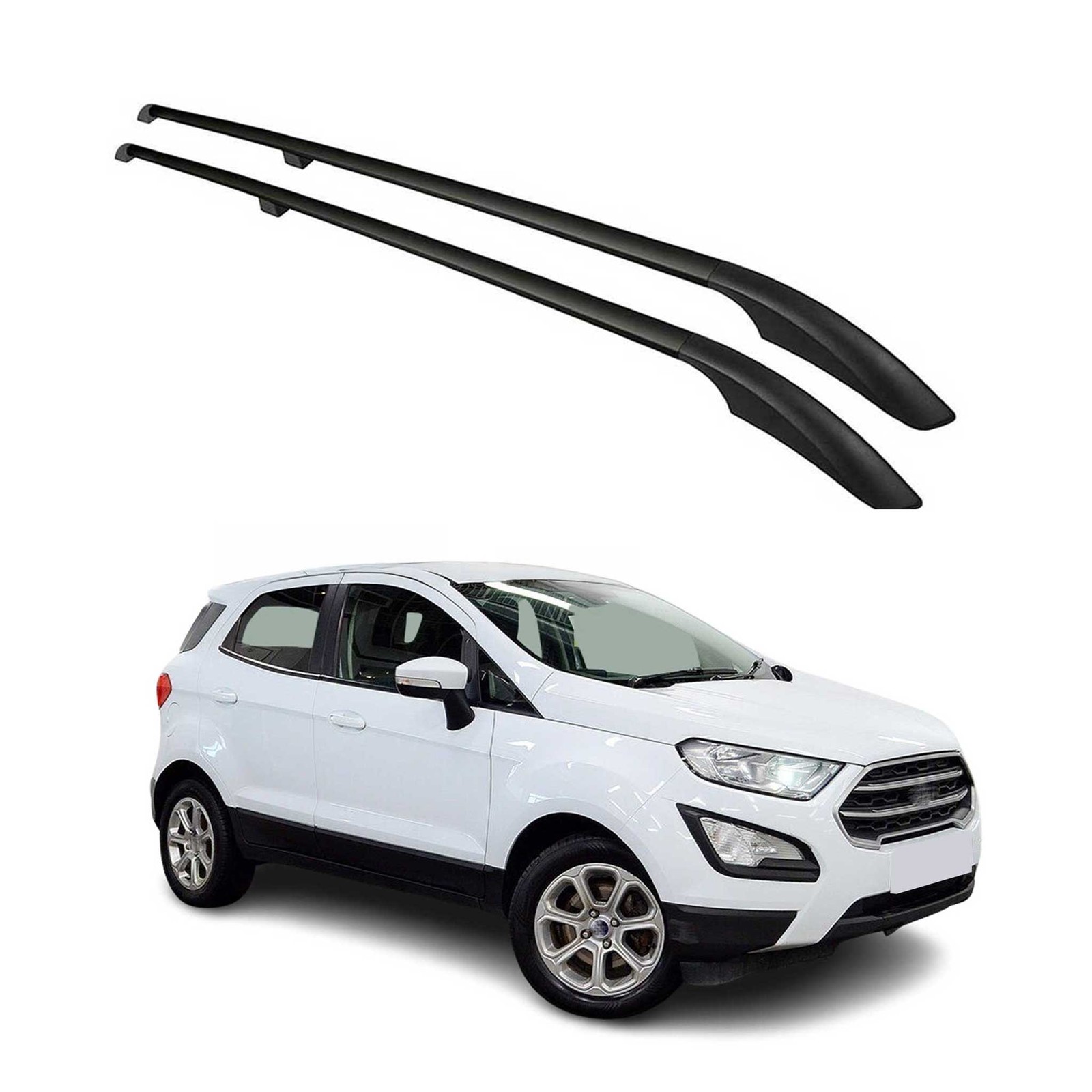 Barres de toit pour Ford Ecosport 2017-2024 en aluminium noir x2