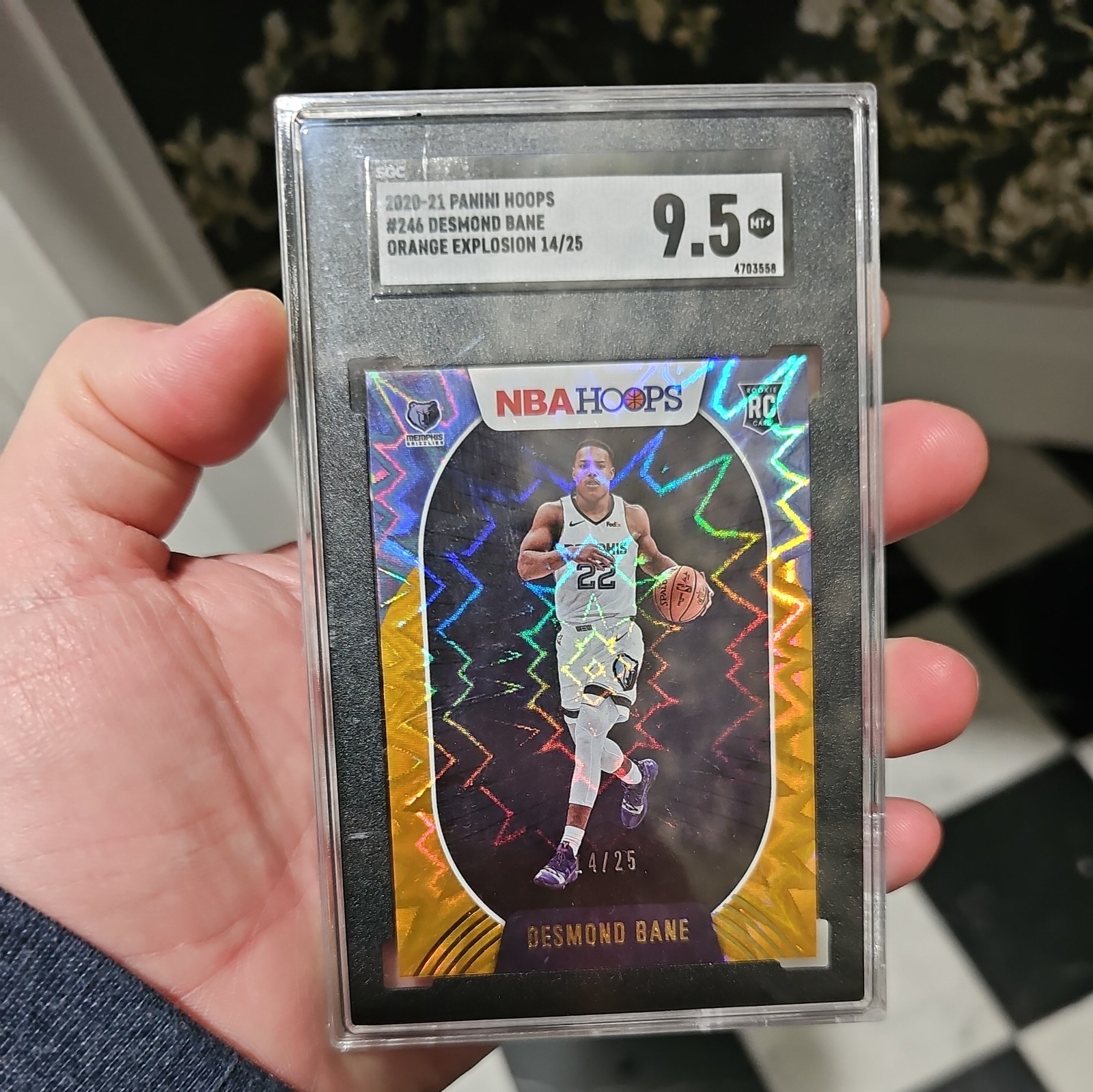 2020-21 Panini NBA Hoops Orange Explosion # 246 Desmond Bane /25 (RC) SGC 9.5