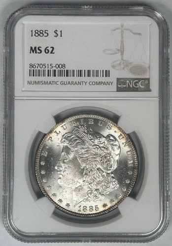 1885 Morgan Silver $1 Dollar Coin NGC MS 62