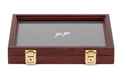 Two Timbers Extra Small Display Case Made in USA with Cherry Finish, Wood Box...