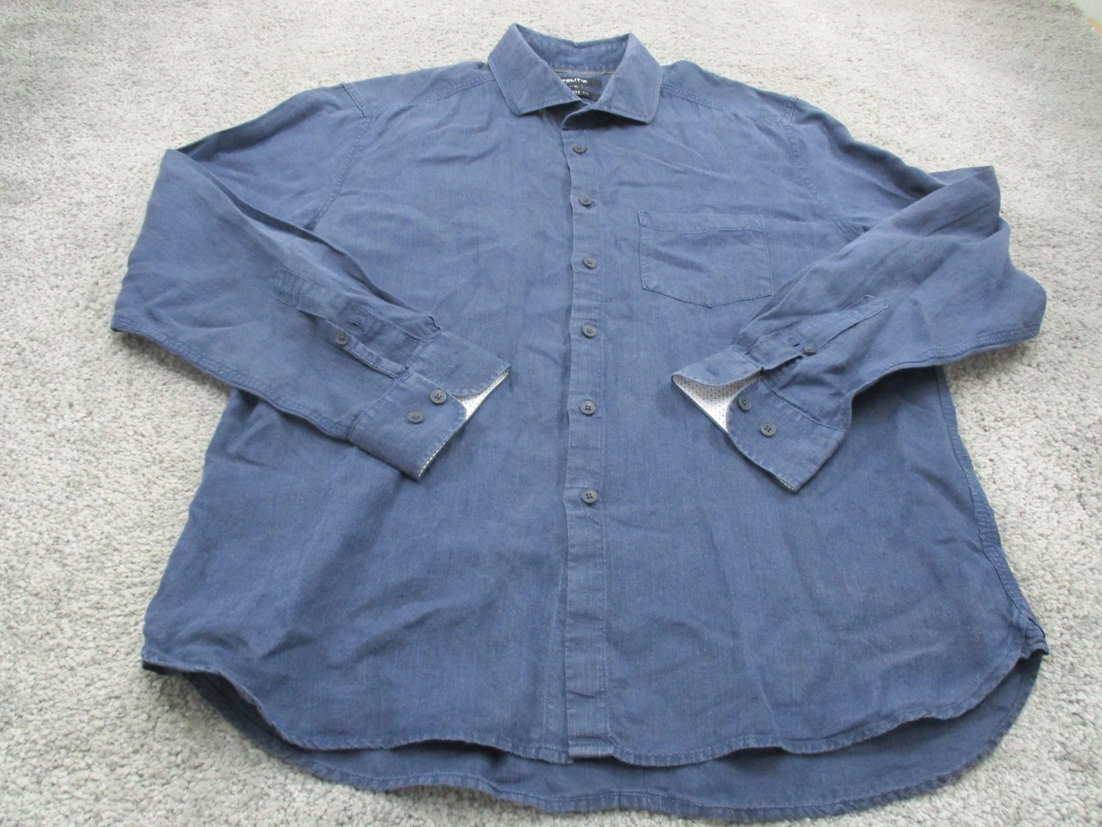 Politix Shirt Extra Large XL Relaxed Fit Button Up Collared Long Sleeve Linen