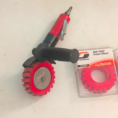 Dynabrade RED-TRED Vinyl Eraser Wheel w/ Air Tool 4in MPN 92255