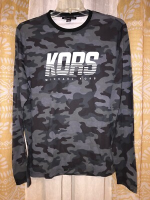 NWT Michael Kors Mens Allover Logo Crewneck Sweatshirt Gray